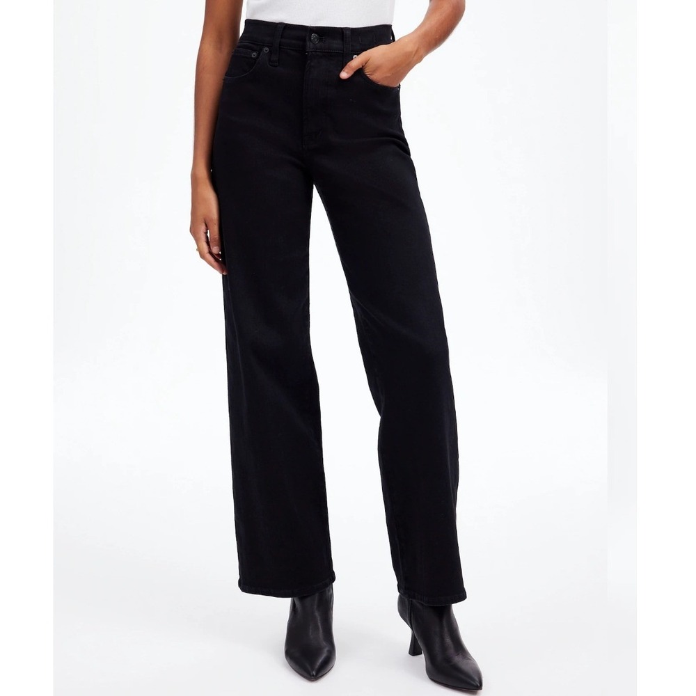 Madewell The Petite Perfect Vintage Wide-Leg Jean Black High Rise‎ Womens 24P